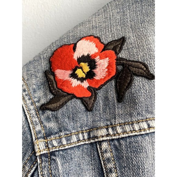 Aritzia Sunday Best Women's Cotton Denim Button Up Embroidery Trucker Jacket S - Picture 8 of 16